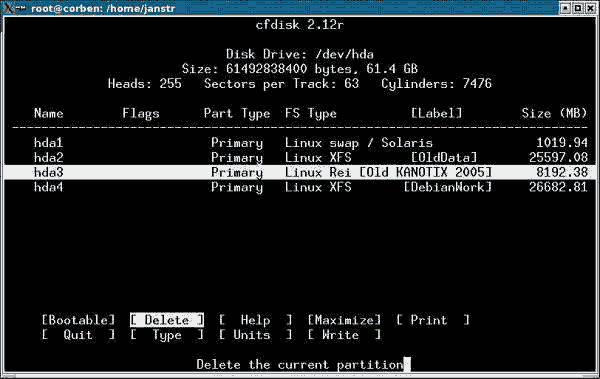 Delete a partition Delete a partition